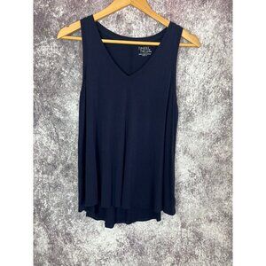 TIME AND TRU Shirt Womens S 4-6 blue Relaxed Fit Stretchy High Low Tank Casual